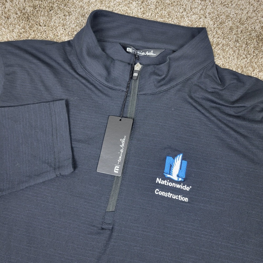 NWT Travis Mathew Mens XL Solid Black Performance Stretch Golf Quarter Zip
